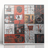 Framed acrylic wall art showcasing an abstract geometric design in white, perfect for modern decor. Ideal for elevating contemporary interior spaces.