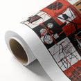 Abstract geometric design on a rolled canvas, showcasing vibrant colors and intricate shapes, presented in a protective cardboard tube for safe delivery. Ideal for contemporary home decor, this artwork enhances any living space with its modern aesthetic.