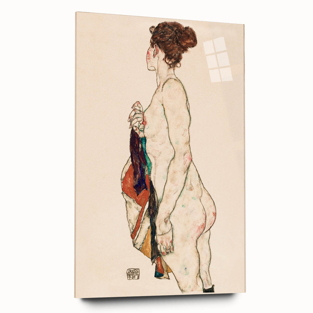 Expressive Art Deco Wall Art - Female Nude with Bold Colors Illustration