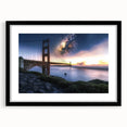 Landscape bridge frame with a black mat, showcasing a modern design, perfect for displaying artwork or photographs in a contemporary setting.