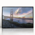 Framed acrylic artwork showcasing a modern landscape bridge design in black, emphasizing intricate details and elegant lines, ideal for contemporary home decor.