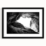Framed landscape print showcasing a stunning canyon view, featuring a sleek black mat and frame, ideal for enhancing modern home decor. Perfect for nature lovers.