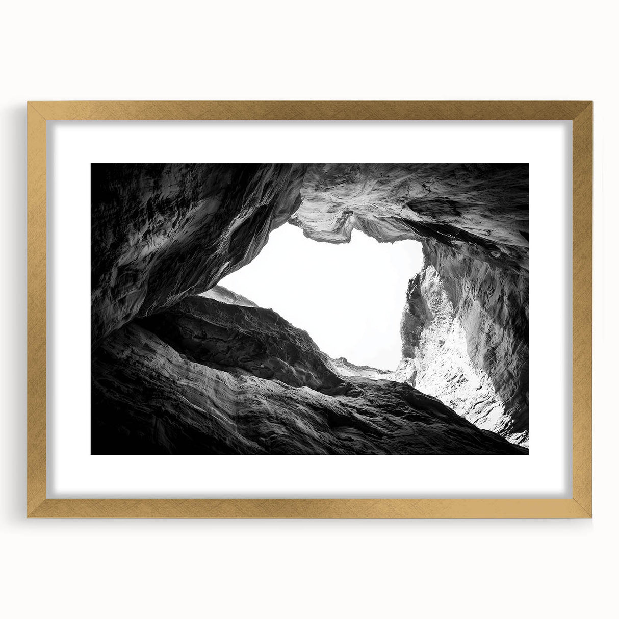 Elegant landscape art print depicting vibrant canyons framed in gold, showcasing rich colors and intricate details, perfect for enhancing home decor.