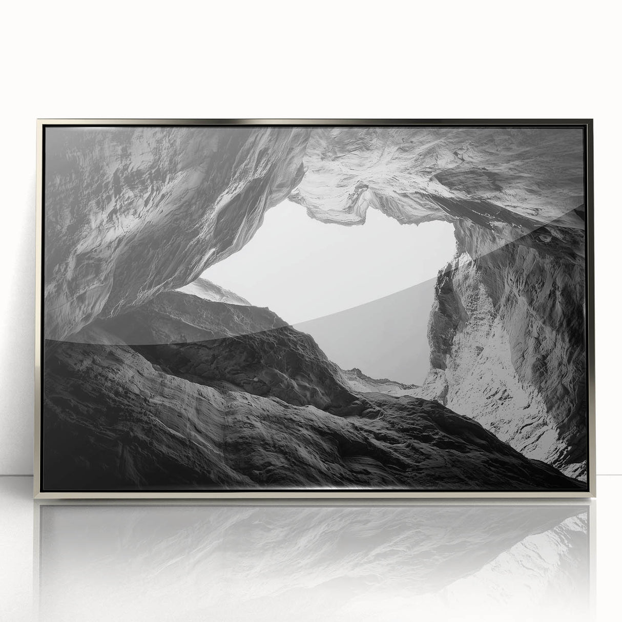 Framed acrylic art piece showcasing a stunning landscape of vast canyons in vibrant colors, perfect for modern home decor. Ideal for nature lovers seeking inspiration.