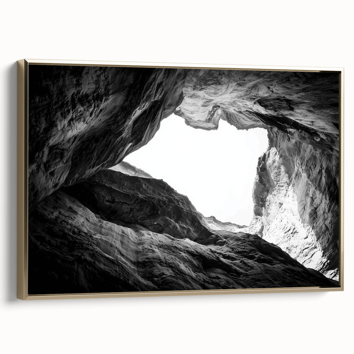 Framed canvas artwork showcasing a stunning landscape of canyons, highlighted with gold accents, perfect for modern home decor and wall art enthusiasts.