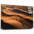 Acrylic glass display featuring a side view of a stunning desert dune landscape design, showcasing vibrant colors and smooth texture, ideal for modern home decor.