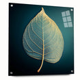 Close-up of green leaves printed on acrylic glass, ideal for dining room or bedroom wall art.