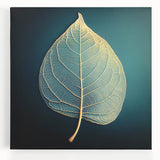Black and white close-up photograph of leaves on stretched canvas, ideal for kitchen wall art.