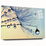 Large abstract wall art featuring close-up water details in blue and green tones on acrylic glass.