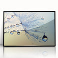 Large abstract wall art depicting close-up water ripples in black and white, framed in acrylic.