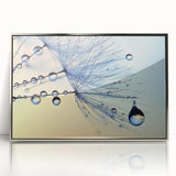 Mid-century modernist close-up water image in silver frame, featuring muted blue tones, ideal for nursery wall art.