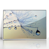 Framed acrylic print of a close-up water texture in shades of blue and white, ideal for modern art wall decor in a nursery.
