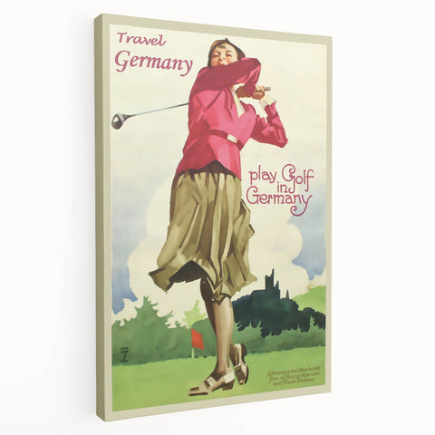 Retro Germany Golf Travel Poster – Vintage Golfing Art