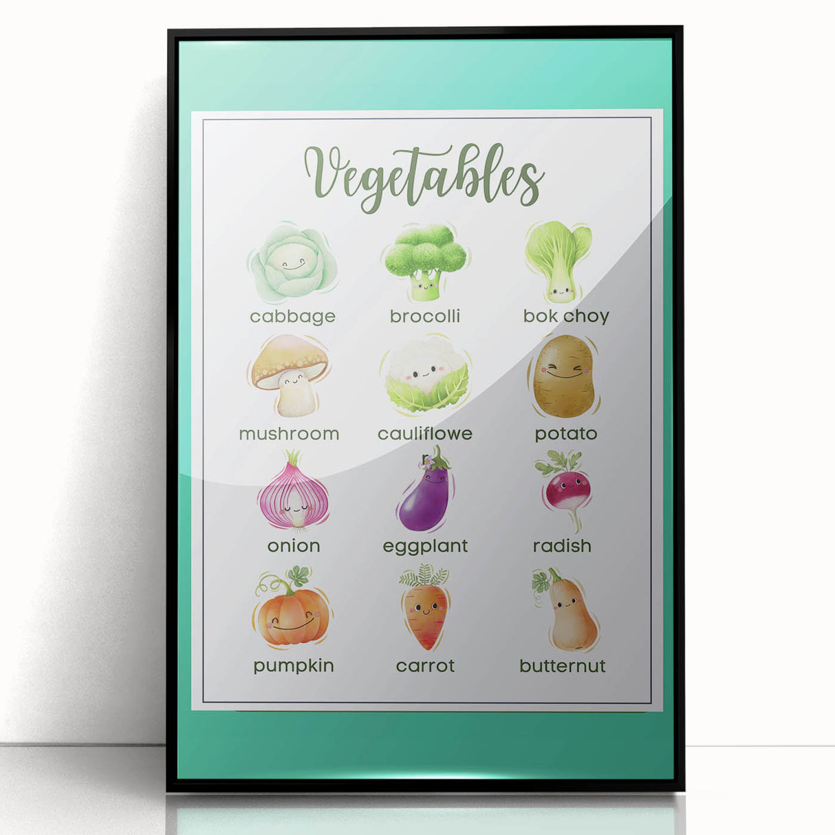 Vegetables Chart - Kids Educational Wall Art Healthy Food Print