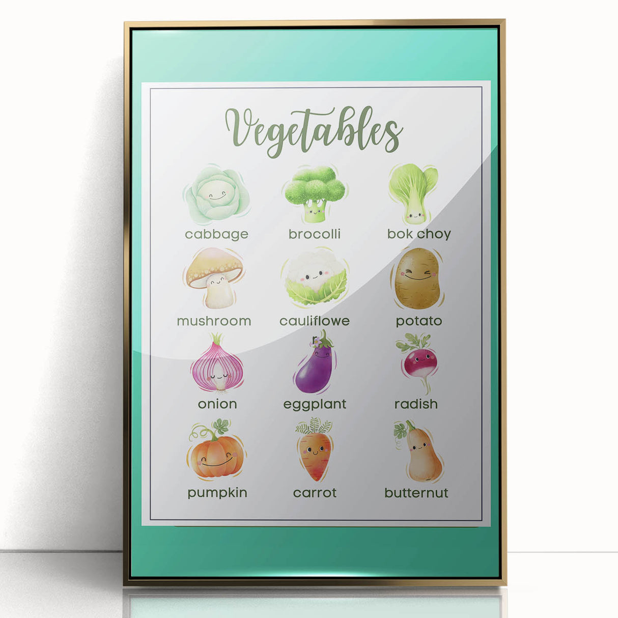 Vegetables Chart - Kids Educational Wall Art Healthy Food Print