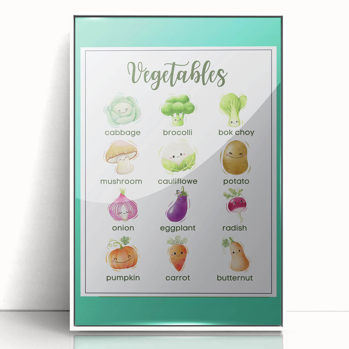 Vegetables Chart - Kids Educational Wall Art Healthy Food Print