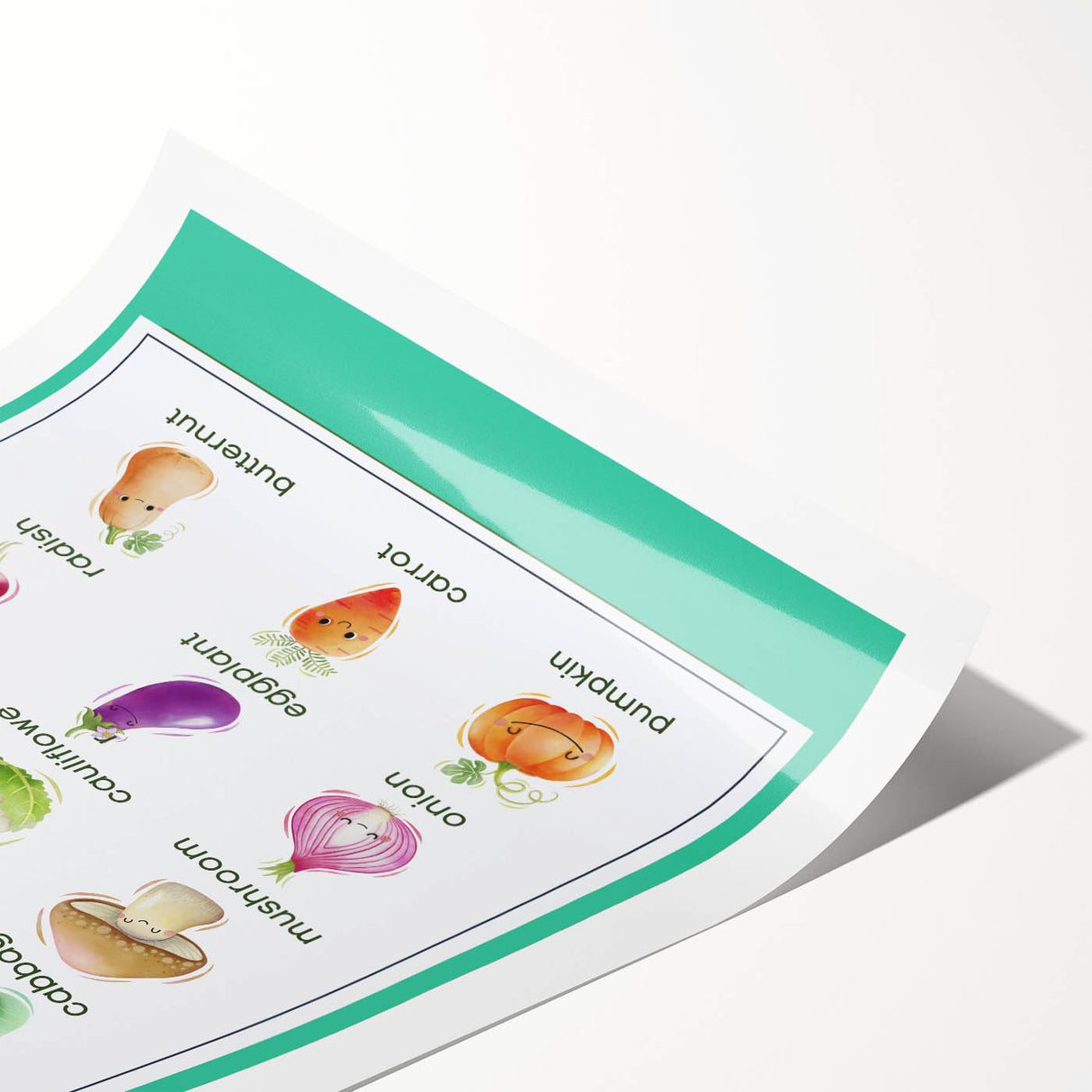Vegetables Chart - Kids Educational Wall Art Healthy Food Print