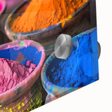 Large abstract wall art depicting a scenic Indian landscape in muted earth tones on acrylic glass, ideal for dining room art.