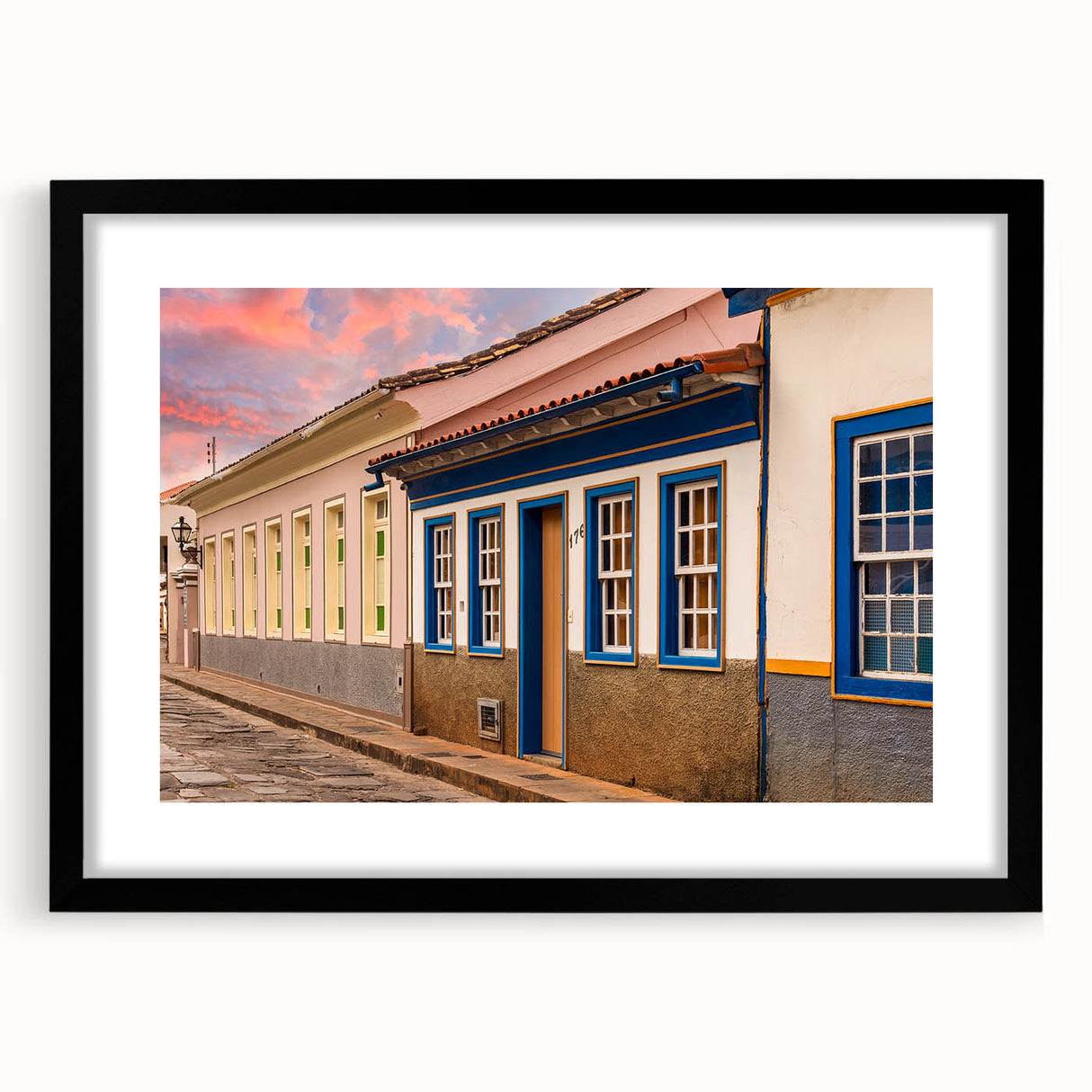 Abstract art print featuring textured, colorful depiction of a Brazilian landscape on a large framed canvas.