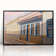 Large abstract wall art depicting a vibrant, colorful Brazilian landscape on a black framed acrylic print.