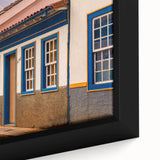 Extra large black wall art of a textured Brazilian landscape on framed canvas, featuring vibrant, colorful art.