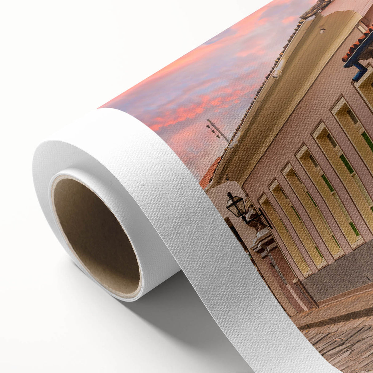 Art Deco poster of a Brazilian landscape in pastel colors on rolled canvas, ideal for nursery wall art or dining room.