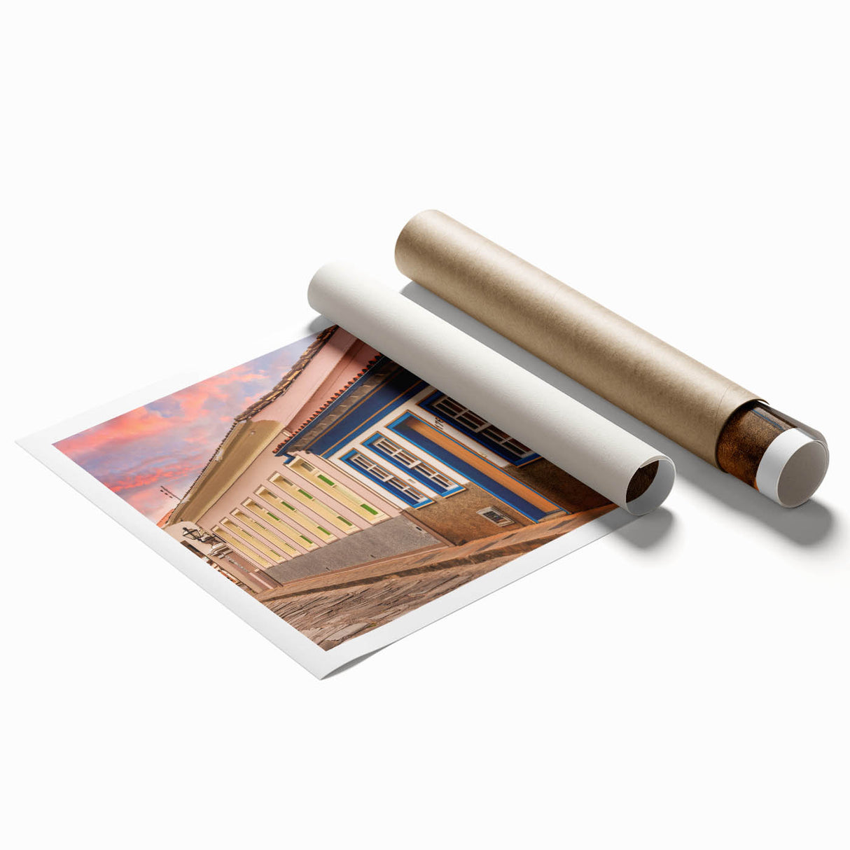 Extra large rolled print of a serene Brazilian landscape with vibrant green and floral elements.