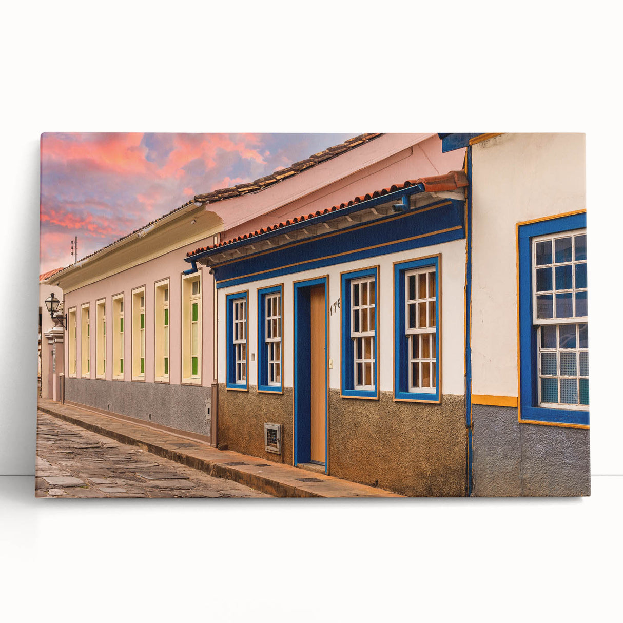 Black and white photograph on stretched canvas depicting Rio de Janeiro's skyline.