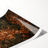 Extra large wall art featuring line art flowers in autumn colors on a rolled print, ideal for large living room decor.