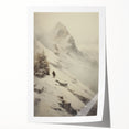Rolled print of a winter floral scene in muted blue and white tones, suitable for art wall dining room placement.