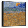 Black and white framed canvas featuring a vintage-style landscape painting, ideal for bedroom wall art.