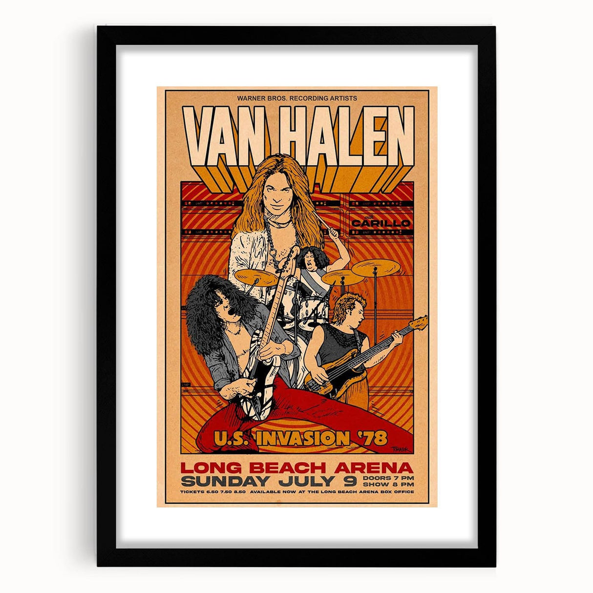 Van Halen 1978 U.S. Invasion Poster Art - Long Beach Arena Concert