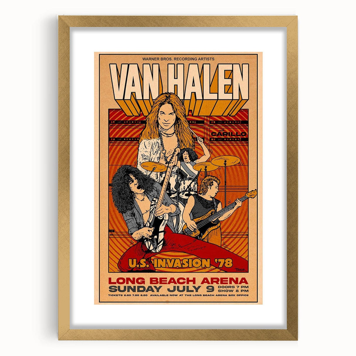 Van Halen 1978 U.S. Invasion Poster Art - Long Beach Arena Concert