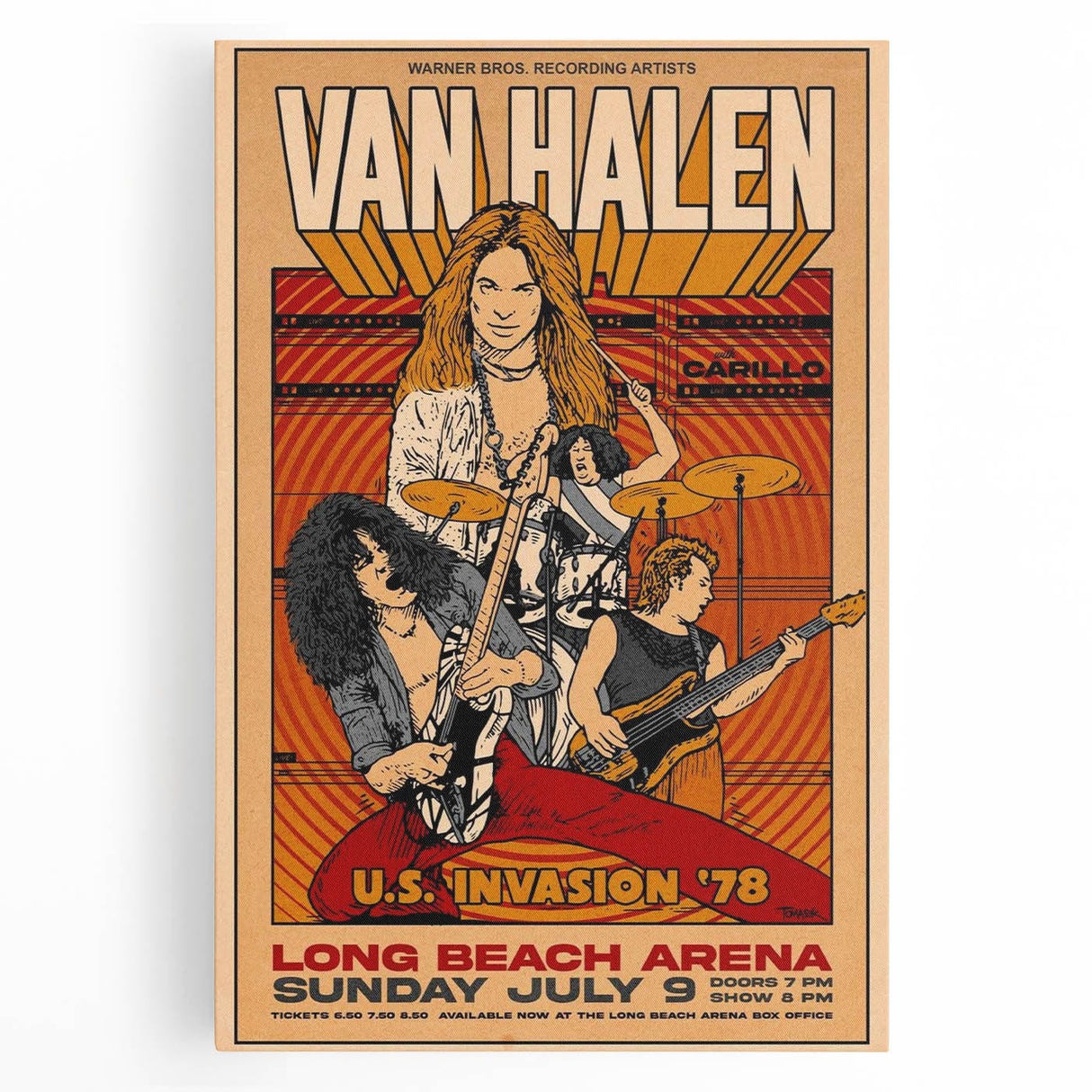 Van Halen 1978 U.S. Invasion Poster Art - Long Beach Arena Concert