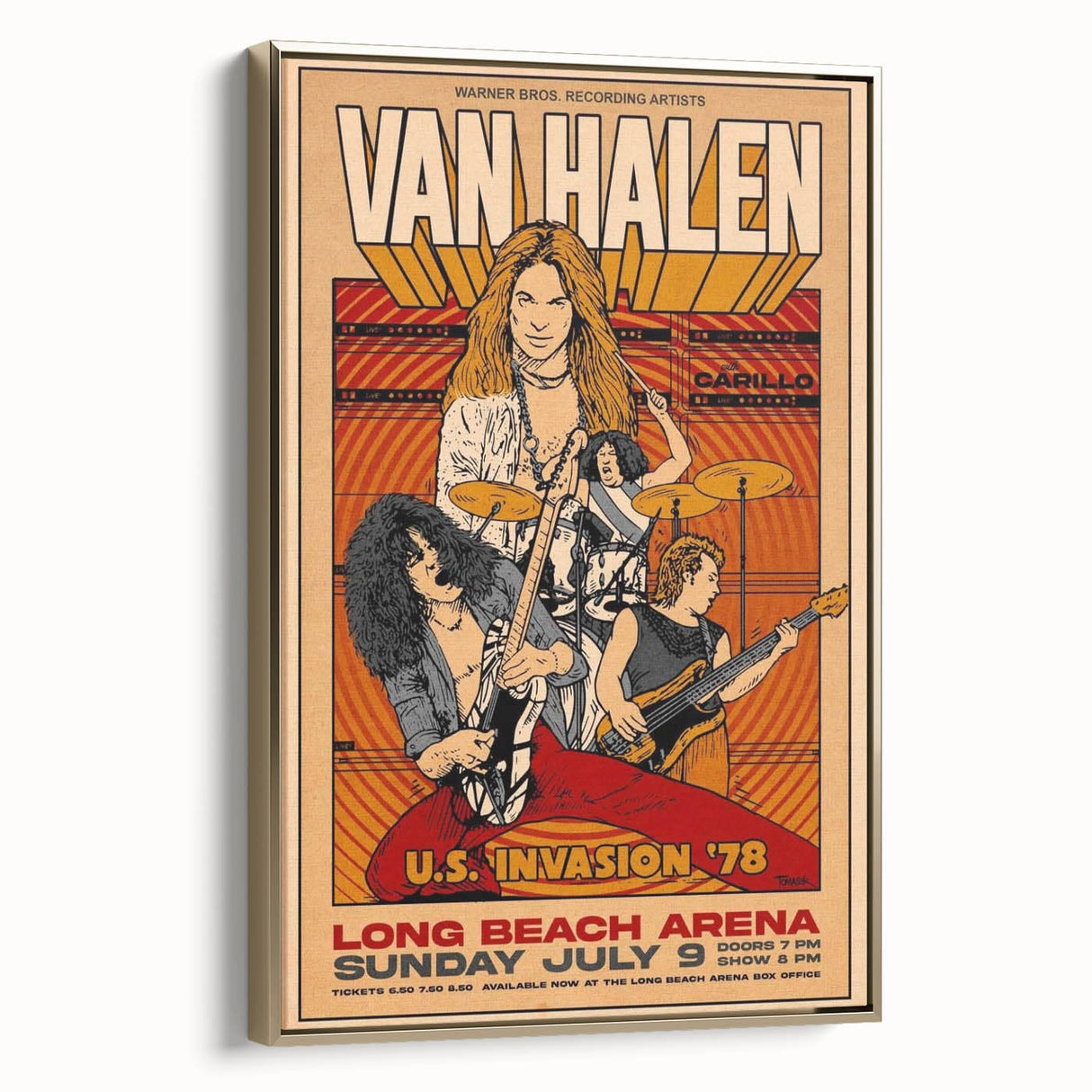 Van Halen 1978 U.S. Invasion Poster Art - Long Beach Arena Concert