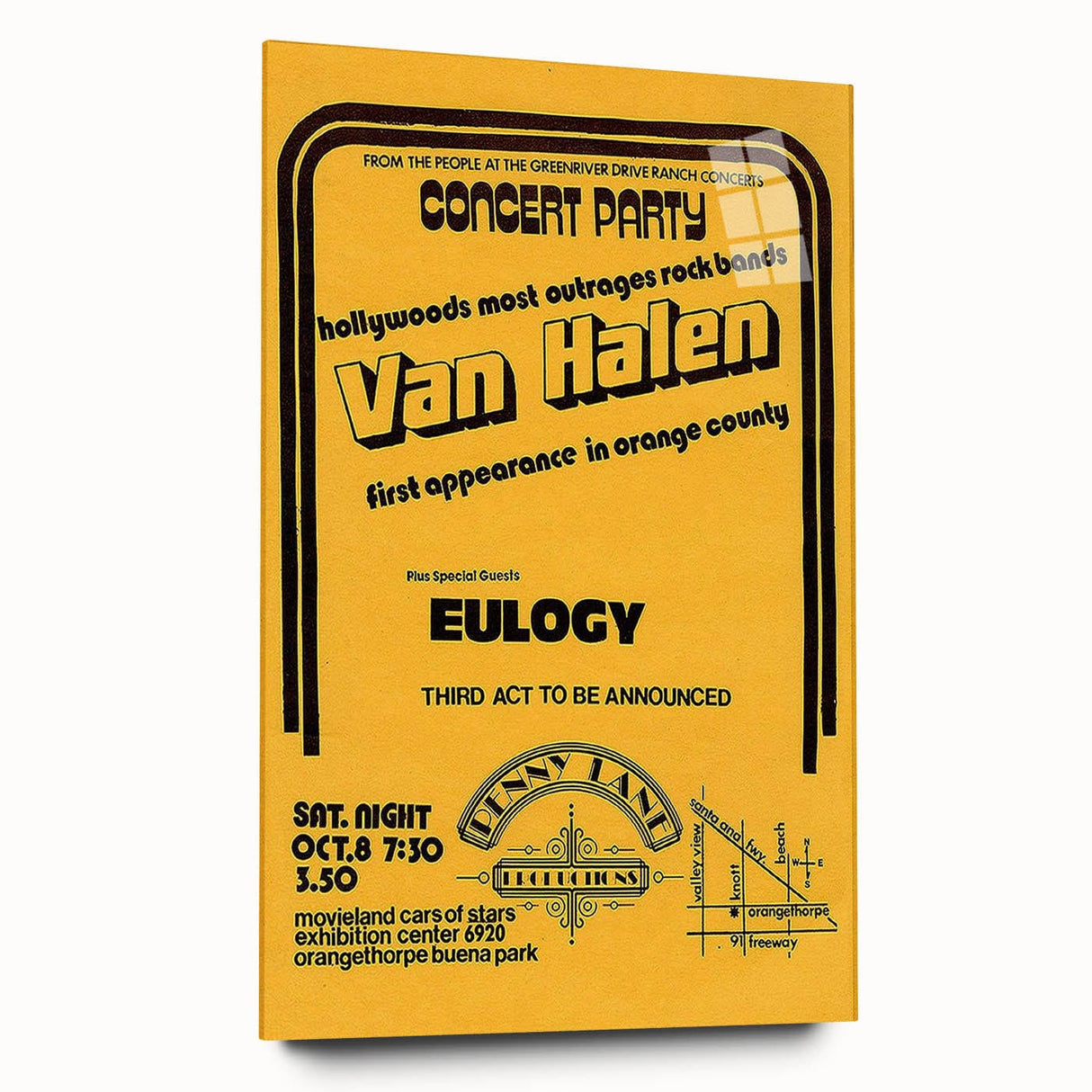 Van Halen 1974 First Orange County Appearance Poster - Retro Art