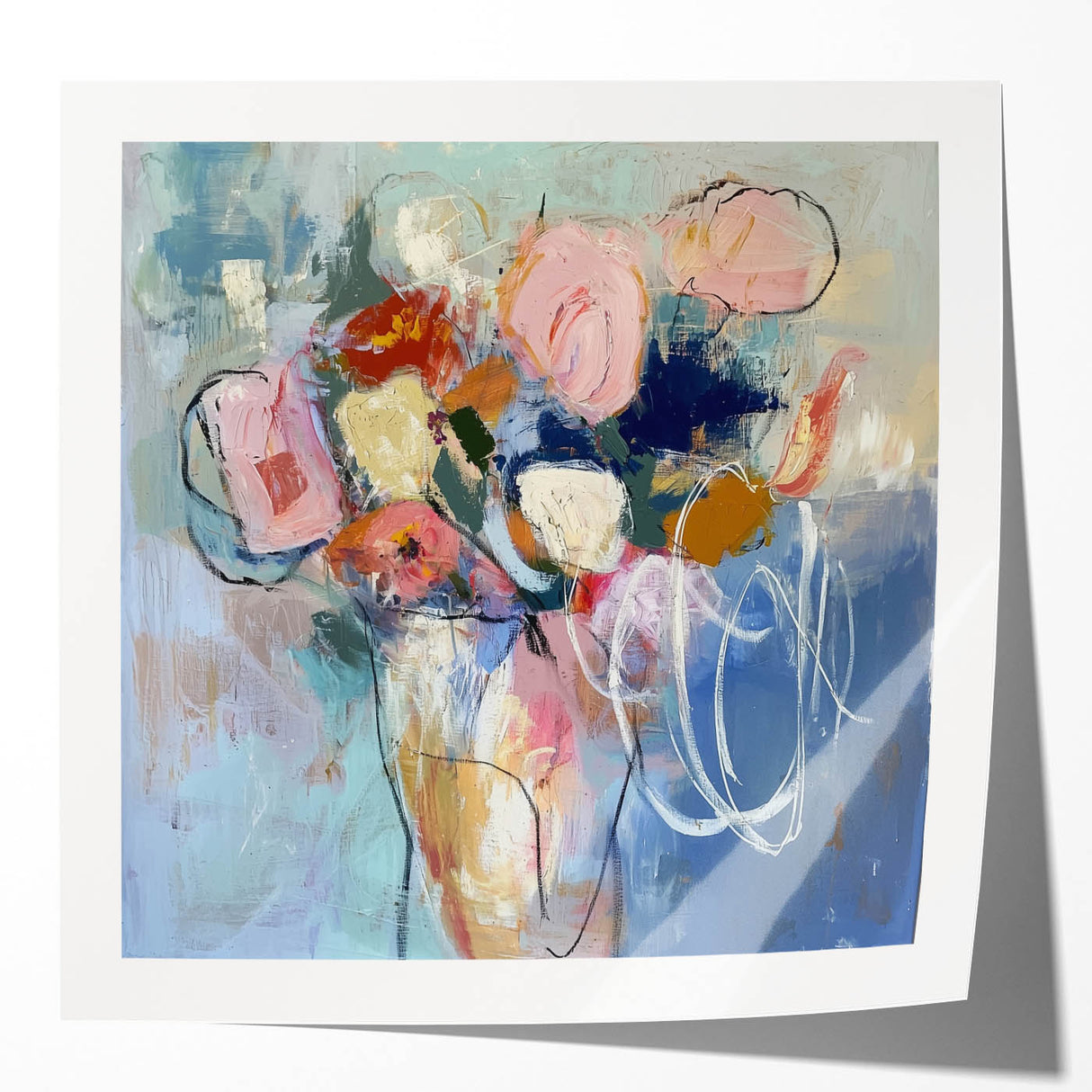 Expressive Abstract Floral Vase Wall Art - Canvas & Framed Print