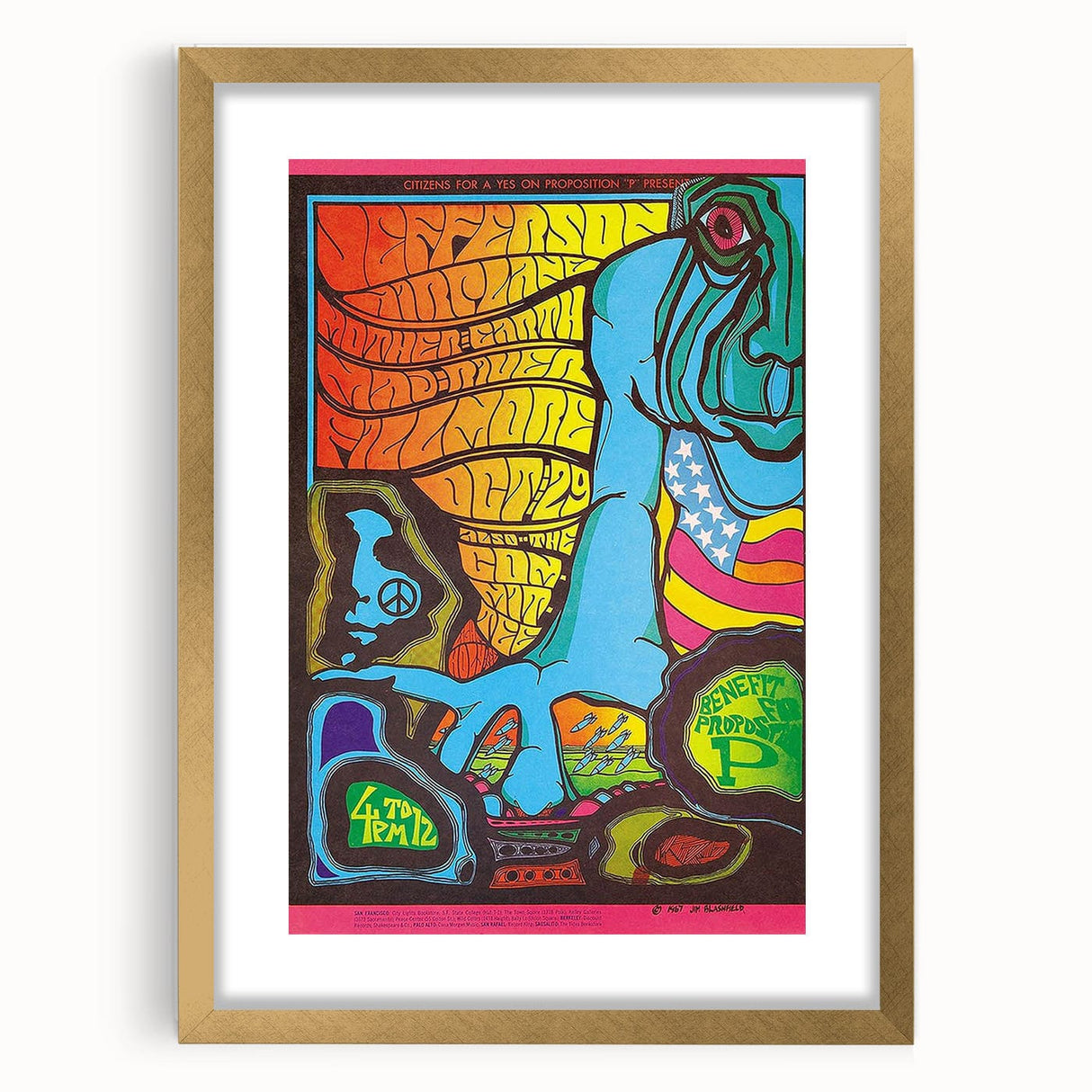 Jefferson Airplane 1967 Psychedelic Concert Poster - Fillmore