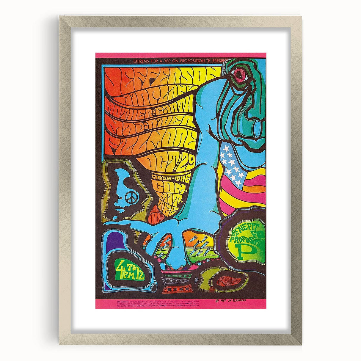 Jefferson Airplane 1967 Psychedelic Concert Poster - Fillmore
