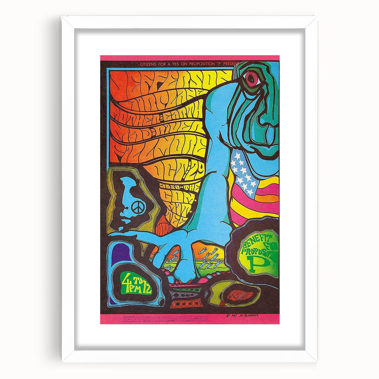 Jefferson Airplane 1967 Psychedelic Concert Poster - Fillmore
