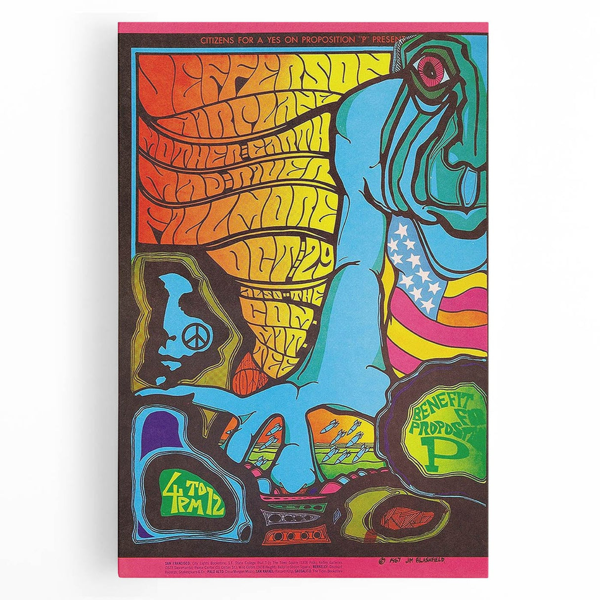 Jefferson Airplane 1967 Psychedelic Concert Poster - Fillmore