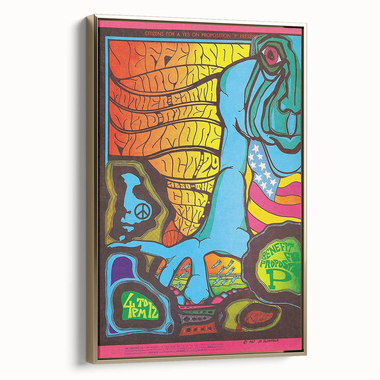 Jefferson Airplane 1967 Psychedelic Concert Poster - Fillmore