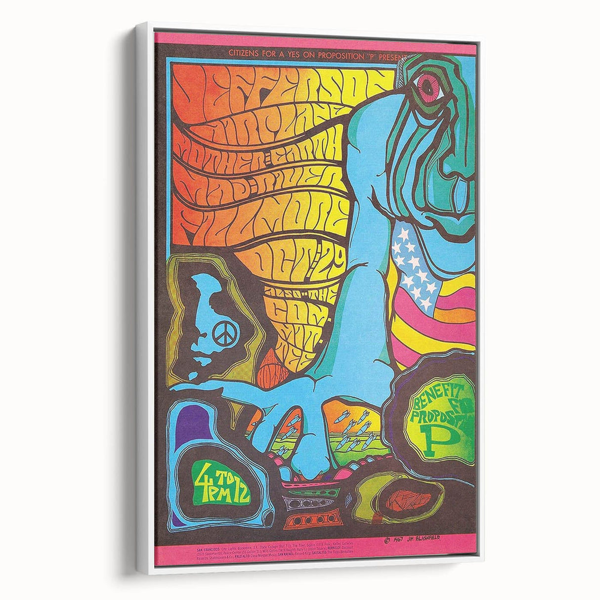 Jefferson Airplane 1967 Psychedelic Concert Poster - Fillmore