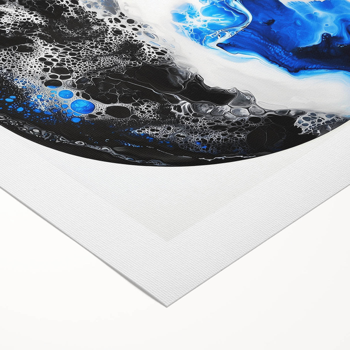 Abstract Bedroom Wall Art – Round Acrylic Canvas Print in Blue