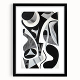 Abstract geometric frame in matte black, showcasing a unique design with sharp angles and modern aesthetics, ideal for contemporary home decor.