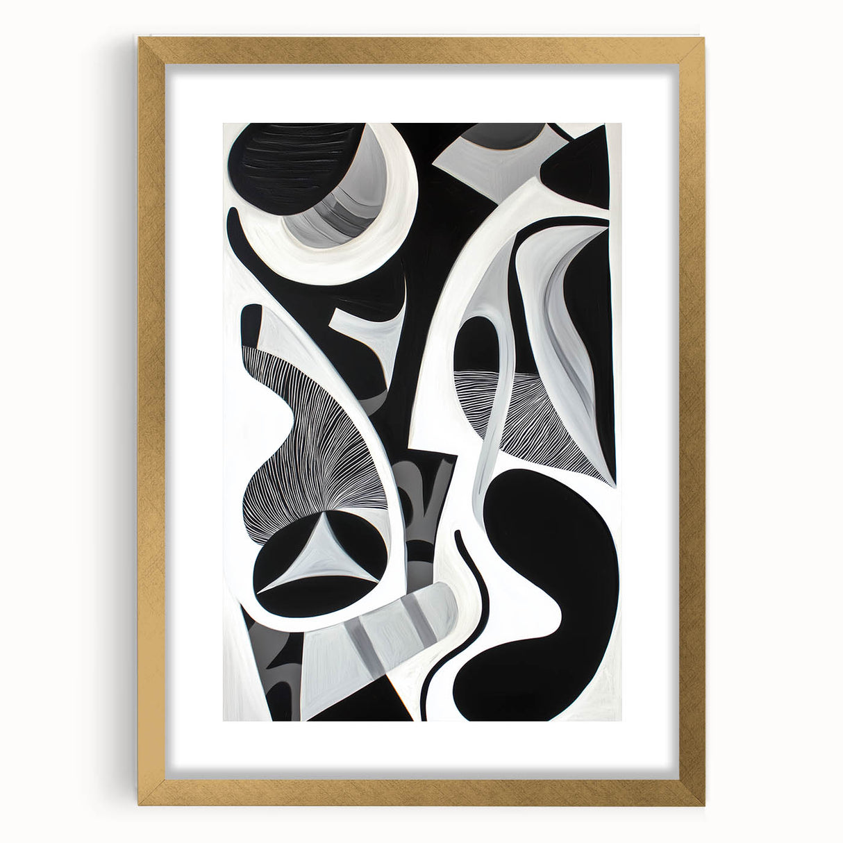 Geometric frame in elegant gold with a matte finish, showcasing an abstract design, ideal for modern home decor or artistic displays. Perfect for highlighting artwork or photos.