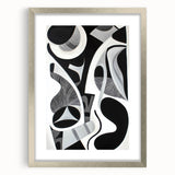 Abstract geometric frame in silver with a mat, showcasing a modern design ideal for contemporary home decor; front view highlights clean lines and elegance.