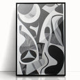 Framed abstract geometric art piece in black acrylic, showcasing intricate patterns and modern design. Perfect for contemporary home decor and stylish interiors.