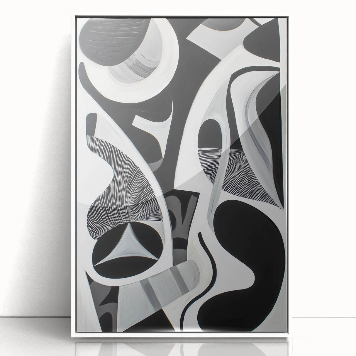 Abstract geometric framed acrylic artwork showcasing a modern design with vibrant colors and sharp angles, perfect for contemporary home decor.