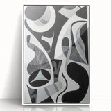 Abstract geometric framed acrylic artwork showcasing a modern design with vibrant colors and sharp angles, perfect for contemporary home decor.